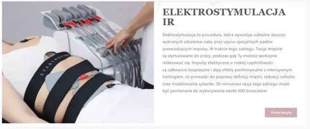 Elektrostymulacja IR — pady przewodzące impulsy do mięśni w Studio Figura Włoszczowa