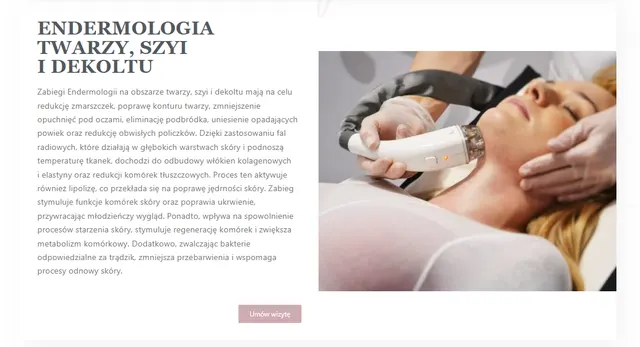 Endermologia twarzy, szyi i dekoltu — głowica z falami radiowymi w Studio Figura Włoszczowa