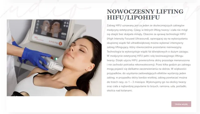HIFU / LipoHIFU — nieinwazyjny lifting skupioną wiązką ultradźwięków w Studio Figura Włoszczowa