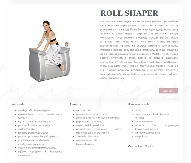 Roll Shaper — urządzenie do masażu rolkowego całego ciała w Studio Figura Włoszczowa