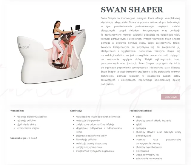 Swan Infra Shaper — urządzenie z podczerwienią i ruchem eliptycznym w Studio Figura Włoszczowa